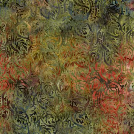 Moss Bohemian Leaves Batik 106in Wide Back