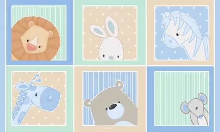 Multi 5in Animal Blocks on Flannel