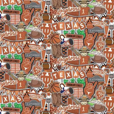 NCAA-Texas Doodle Allover cotton TX2001