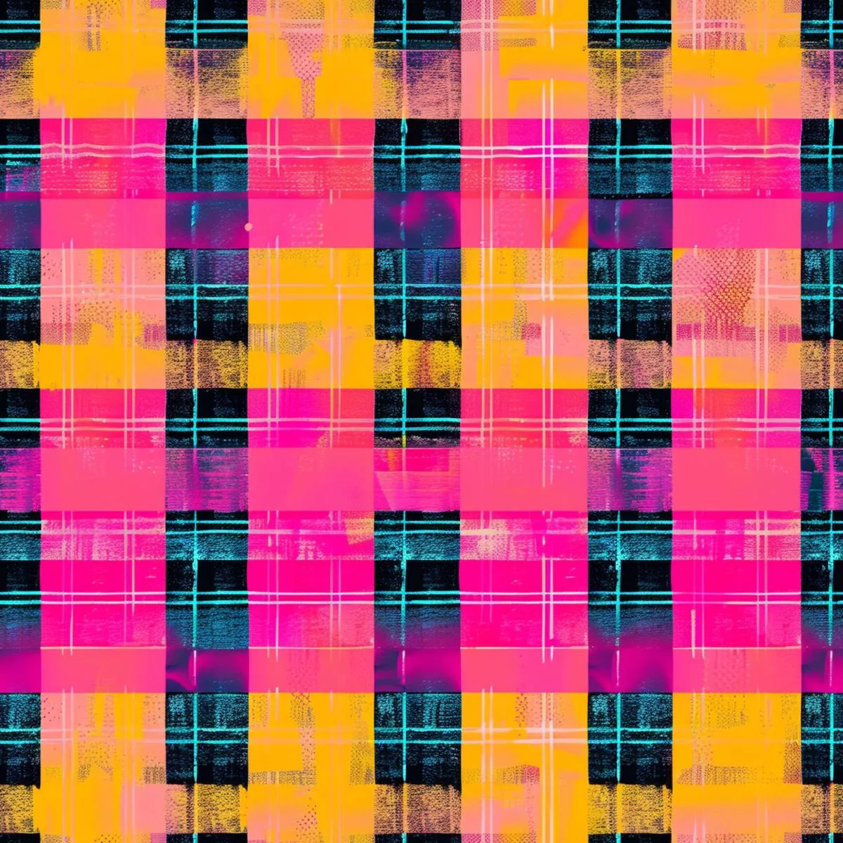 Neon Gingham Pattern 5 Quilting Cotton Fabric