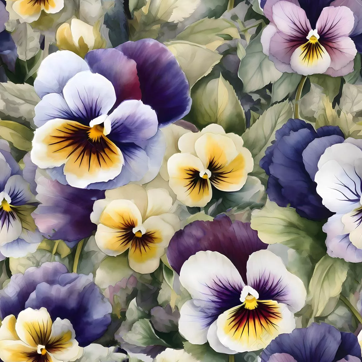 Pansy Flowers Pattern 3 Quilting Cotton Fabric