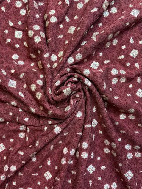 Red Floral Foil Rayon Knit
