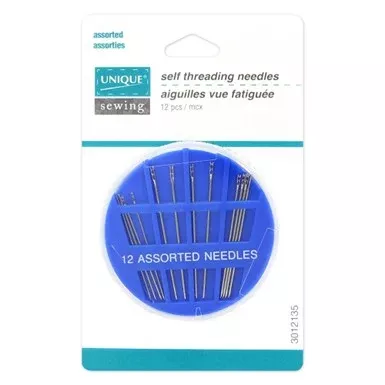 Self Threading Needles - sizes 4/8 - 12pcs - Unique Brand