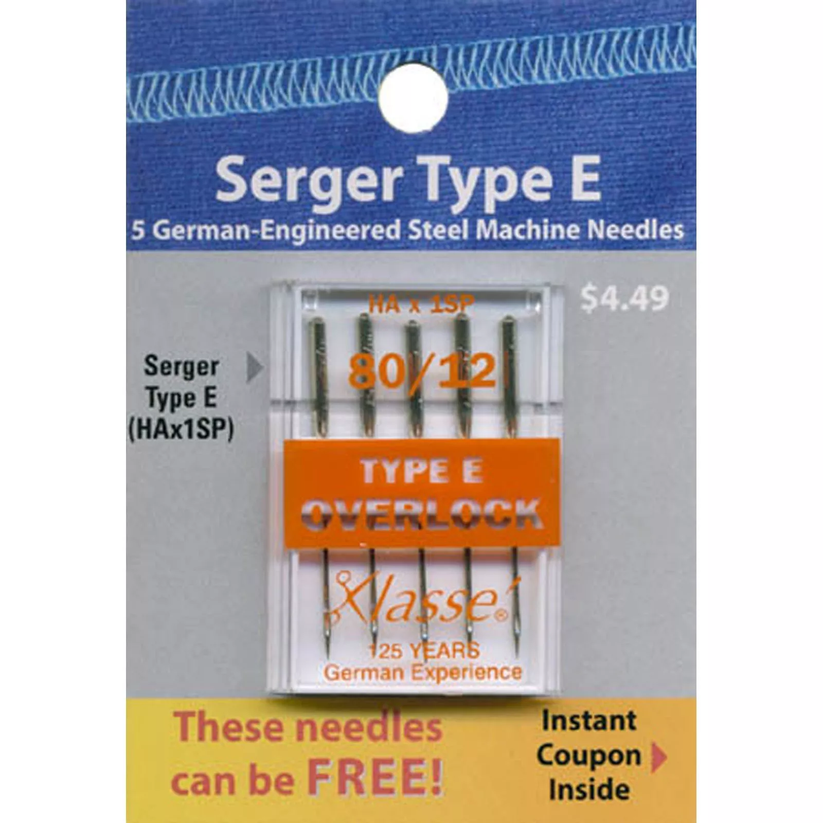 serger-type-e-needle-size-80-12klasse Serger Type E Needle - Size 80/12Klasse'
