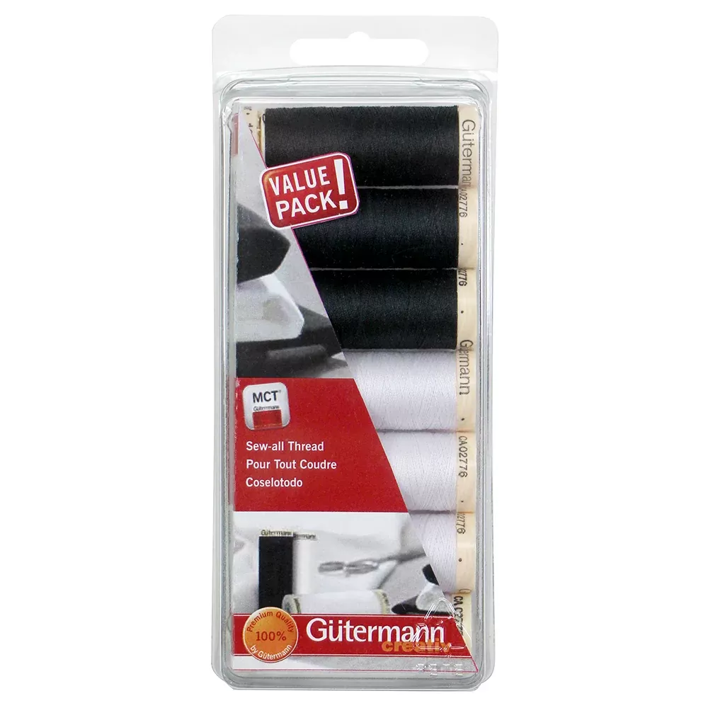 sew-all-thread-set-black-white-7pc-100m-gutermann Sew All Thread Set (Black & White) - 7pc, 100m - Gutermann
