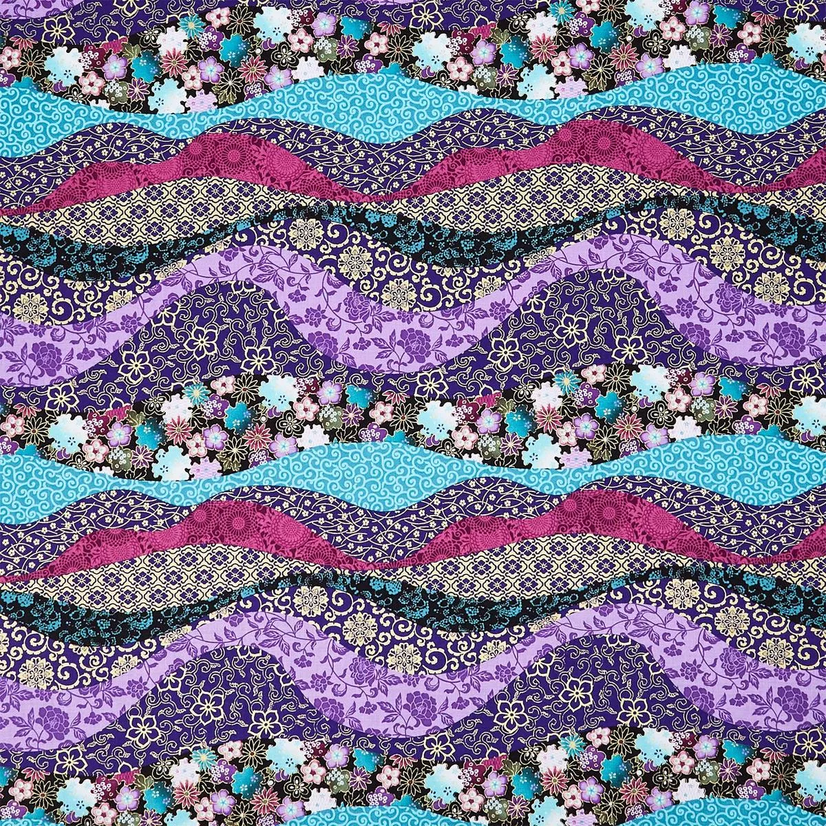 shizuka-asian-collage-stripe-multi-metallic-yardage Shizuka – Asian Collage Stripe Multi Metallic Yardage