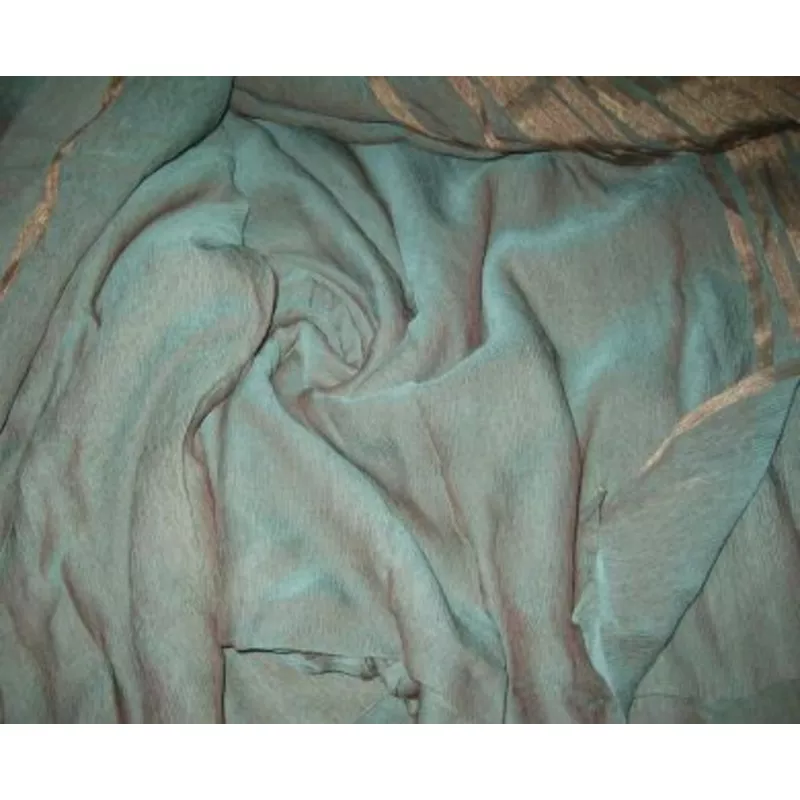 SILK chiffon Iridescent turquoise Blue chiffon ~Width 44″[1341]