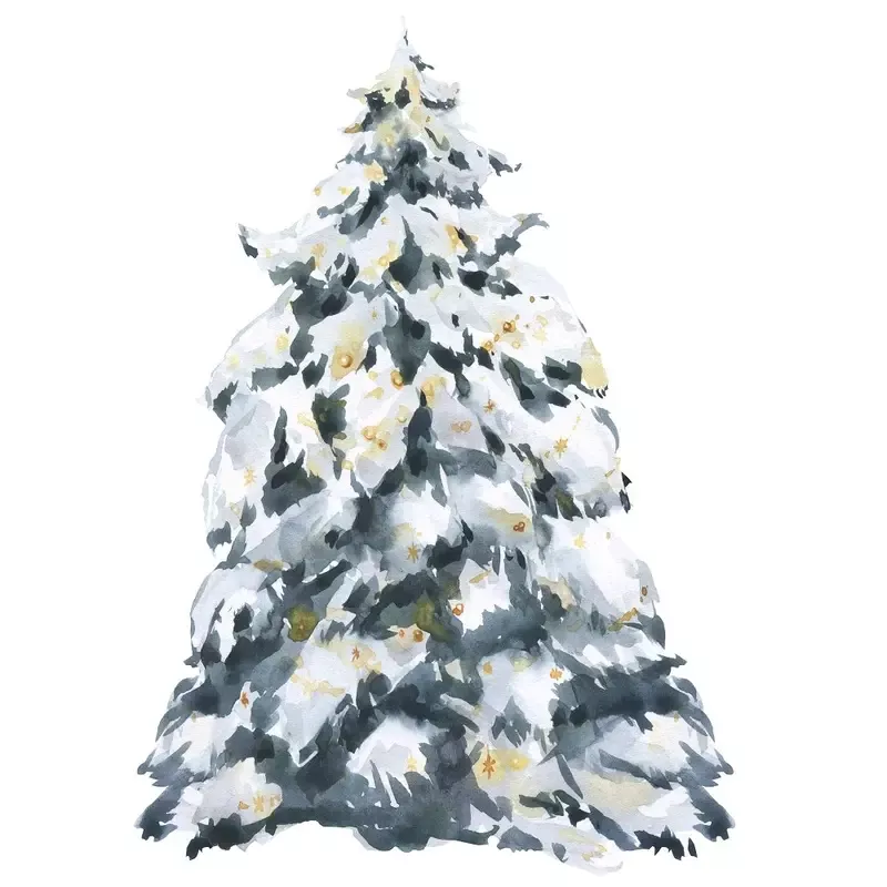snow-covered-christmas-tree-fabric-panel Snow-Covered Christmas Tree Fabric Panel