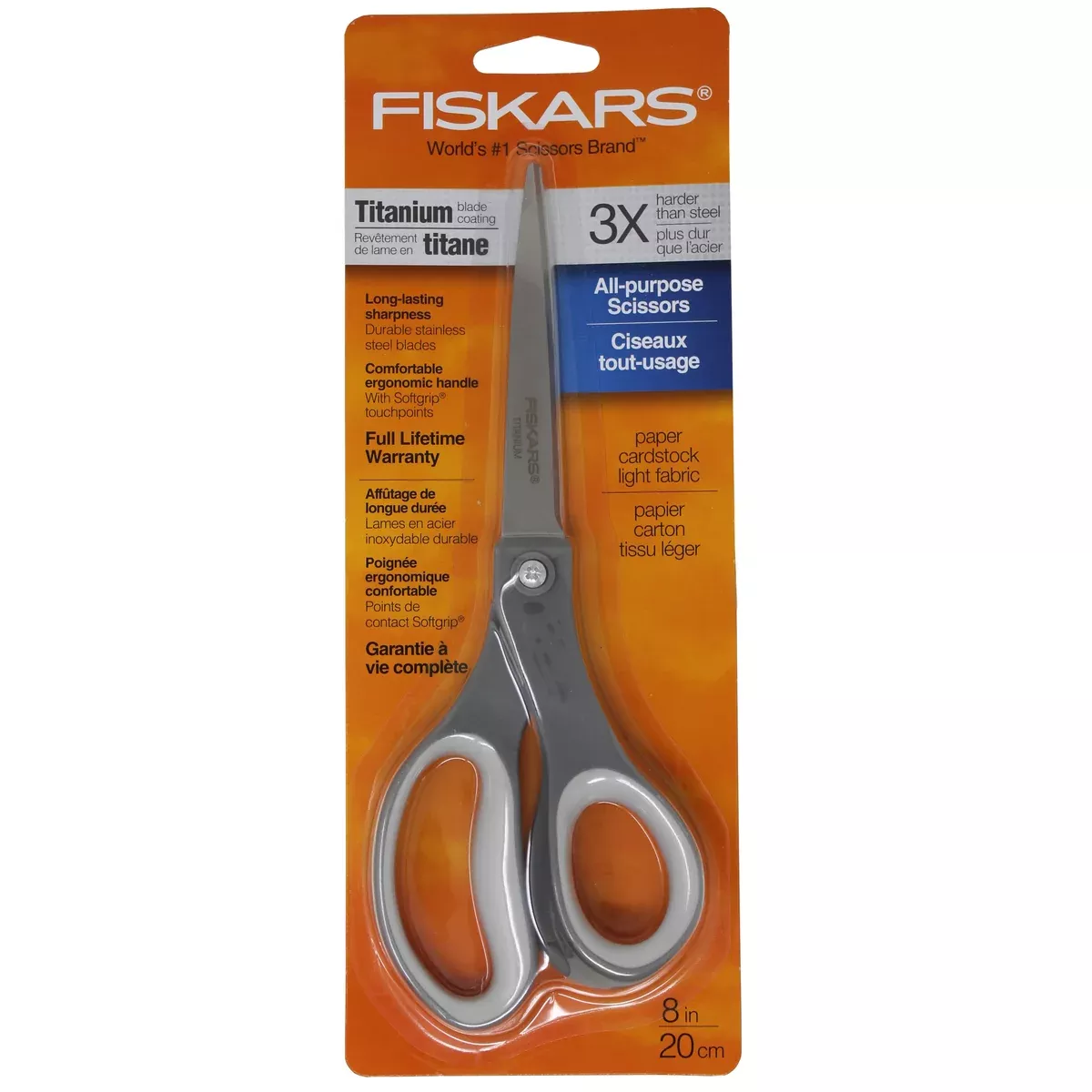 Soft Grip 8" Straight Titanium Scissors - Fiskars