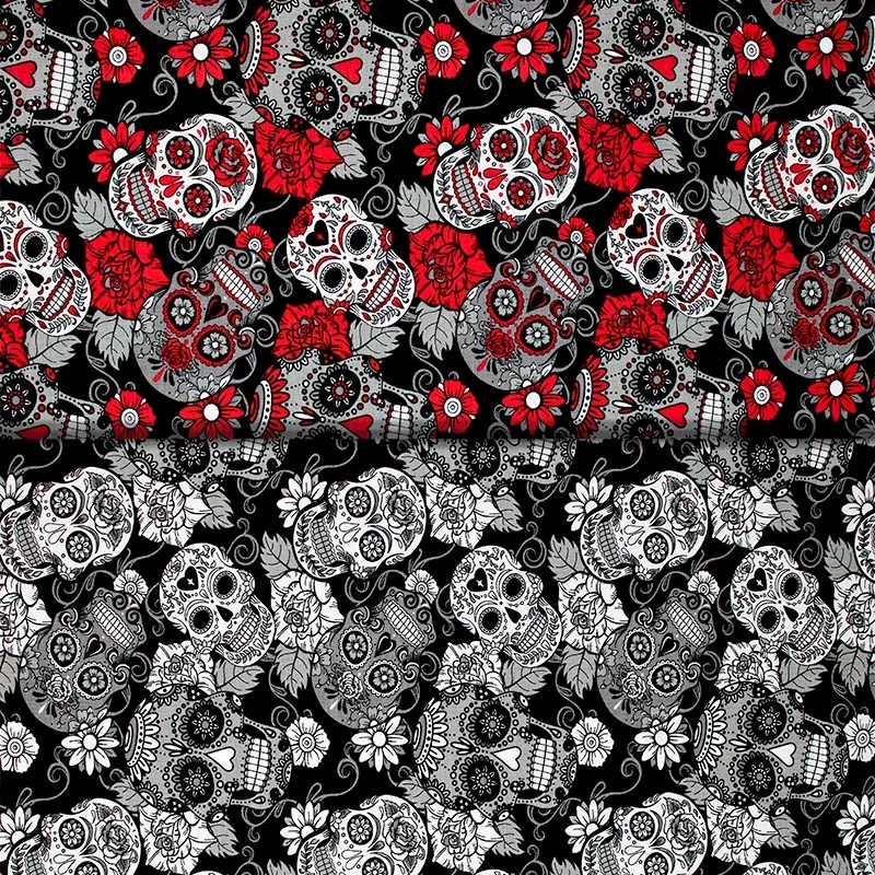 Sugar Skulls - 59" - 95% Cotton, 5% Elastic