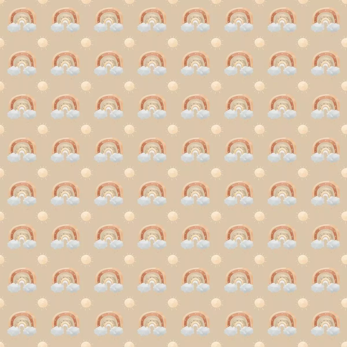 sunny-suns-rainbows-fabric-tan Sunny Suns & Rainbows Fabric – Tan