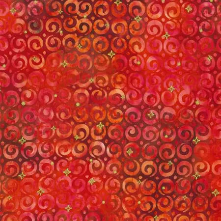 Swirls Cardinal Batik w/Metallic