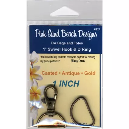 Swivel Hook and D Ring 1" Antique Gold