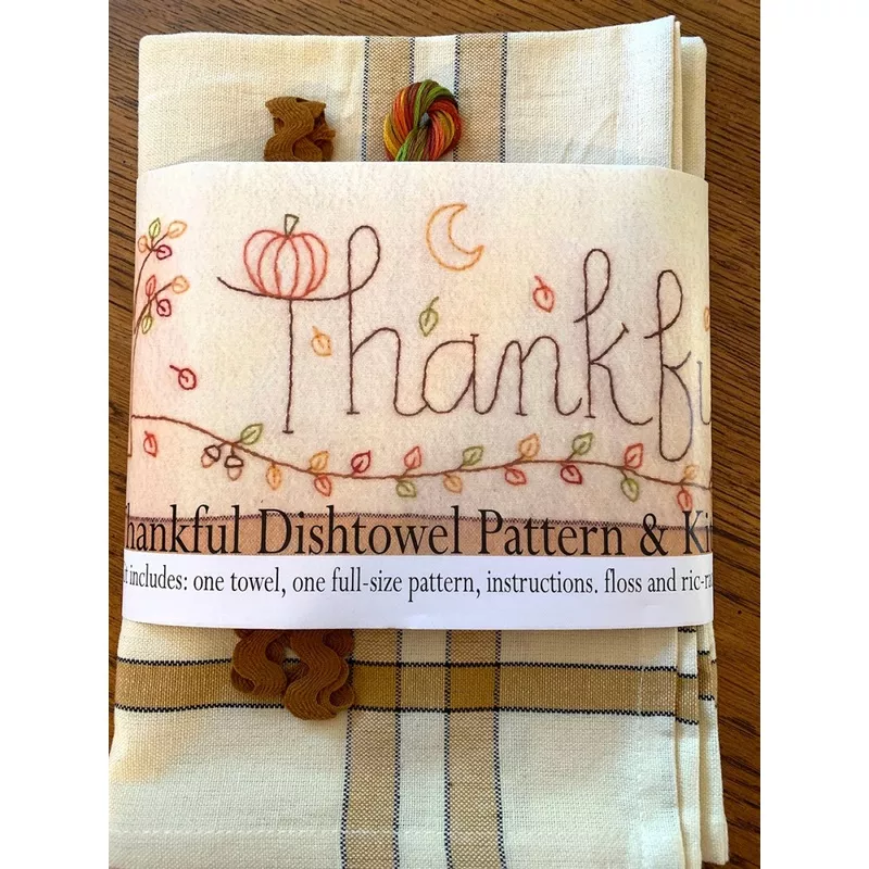 thankful-dishtowel-pattern-floss-kit-br261k-special-order Thankful Dishtowel Pattern and Floss Kit # BR261K – Special Order