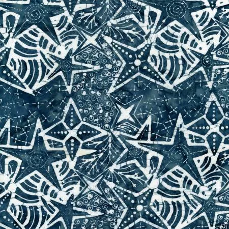 Timeless Treasures TONGA-B1227 Blue Graphical Patterned Stars