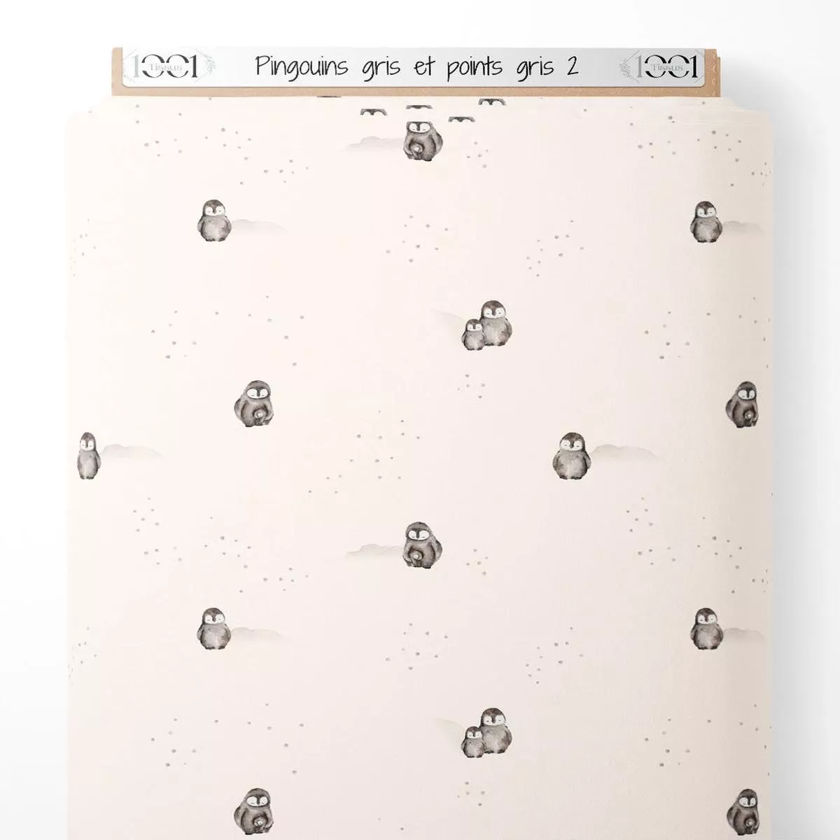 tissu-pingouins-gris-et-points-gris-2 Tissu – Pingouins gris et points gris 2