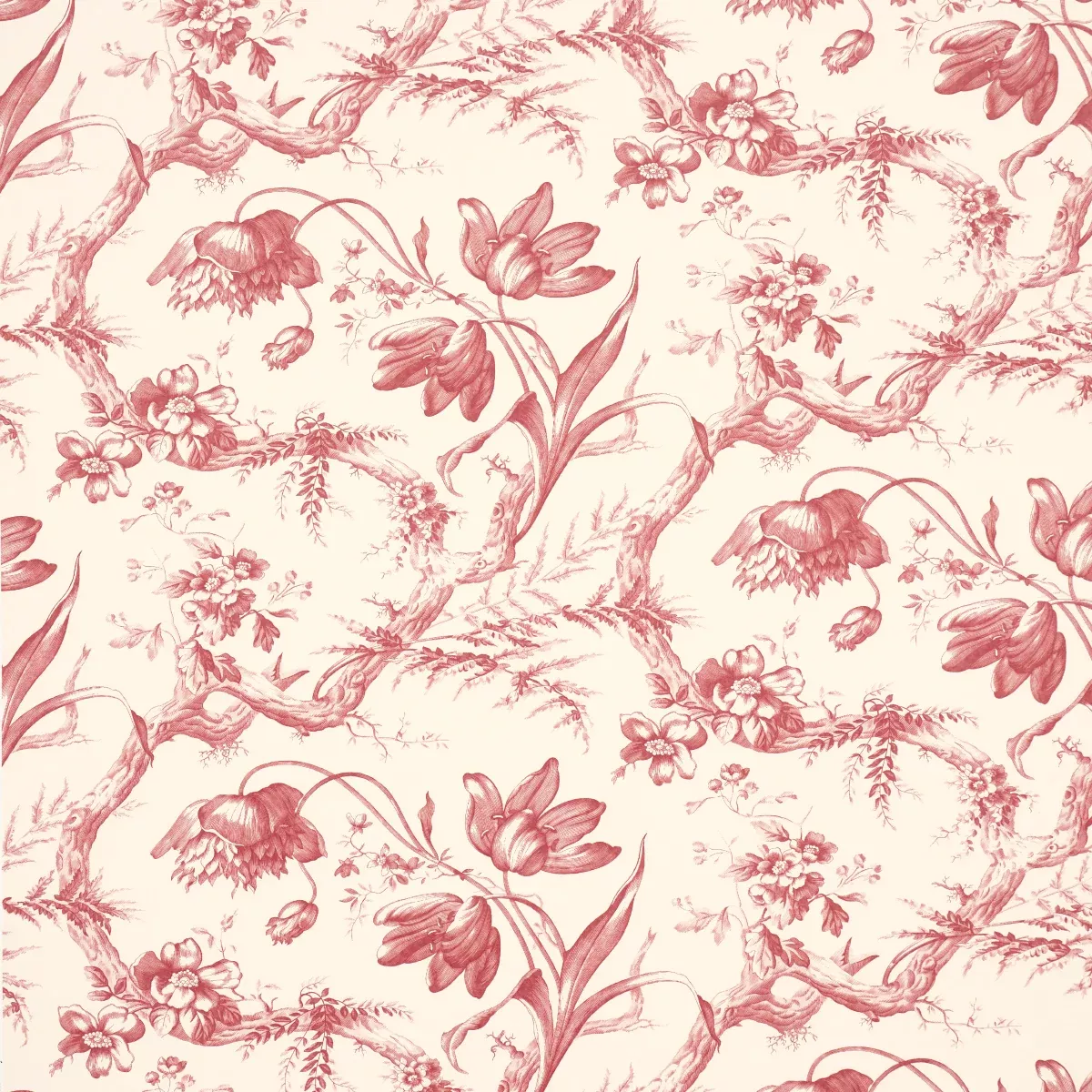 Toile De Fleurs Rouge