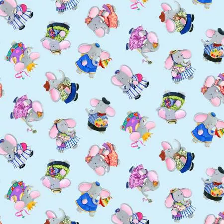 Tossed Elephants 17007E-BLUE