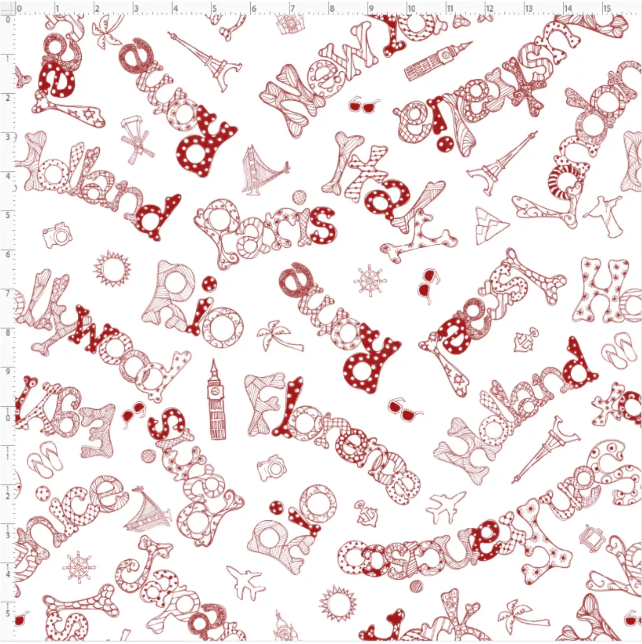 Tossed Places Red Fabricby Loralie 692-581