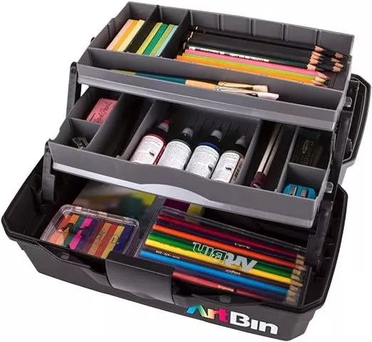 Two Tray Art Supply Box - Black