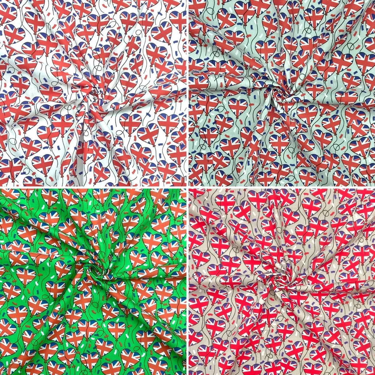 Union Jack Balloons Polycotton Fabric