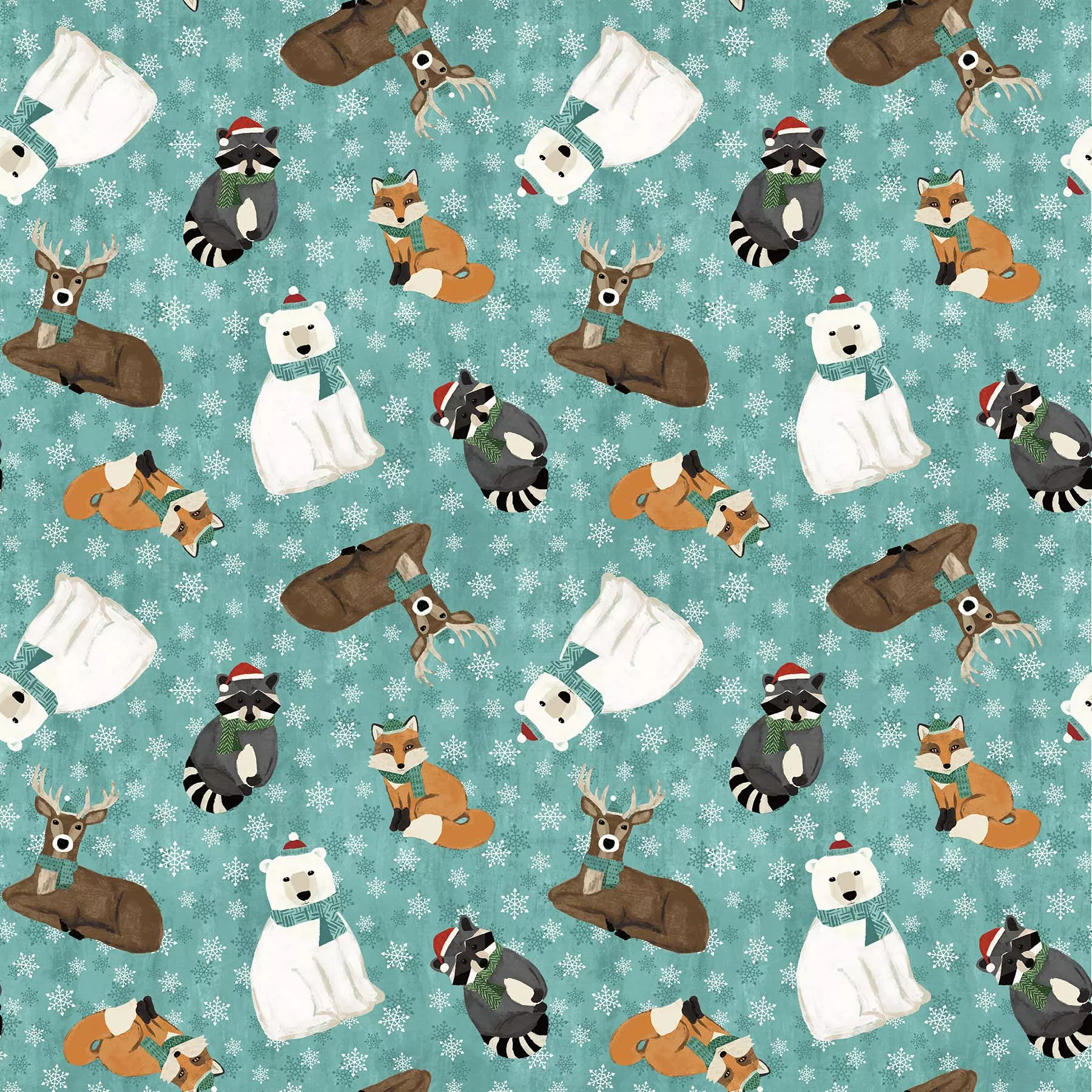 warmin-up-winter-flannel-animals-on-turquoise Warmin' Up Winter Flannel Animals on Turquoise