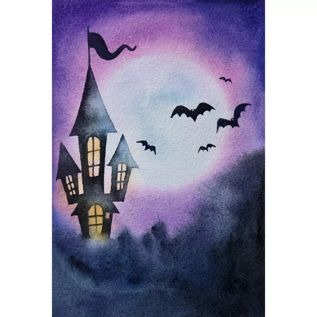 watercolor-halloween-paintings-3-fabric-panel Watercolor Halloween Paintings 3 Fabric Panel