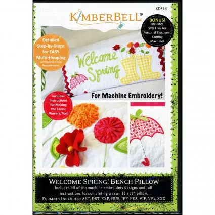 Welcome Spring! Bench Pillow Machine Embroidery