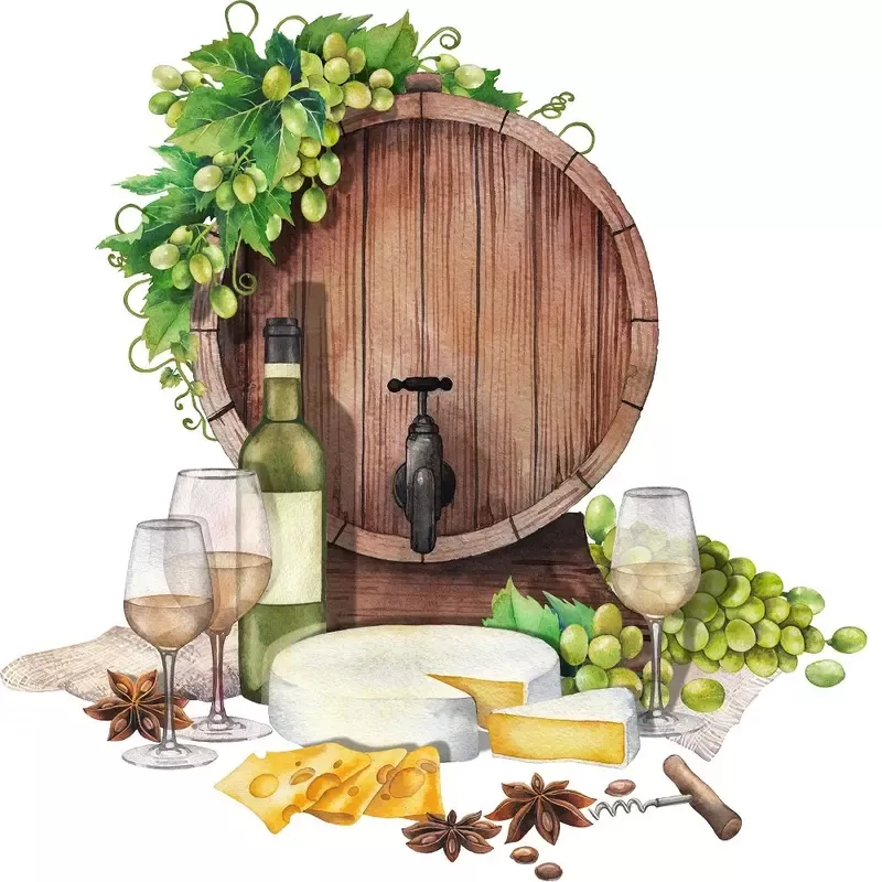 white-wine-hors-d-oeuvres-fabric-panel-variation-2 White Wine & Hors D’oeuvres Fabric Panel – Variation 2