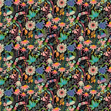 Windham Black Flower Bed Digitally Printed